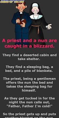 A priest and a nun are caught in a blizzard