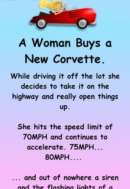 Marriage Humor: A Woman Buys a New Corvette