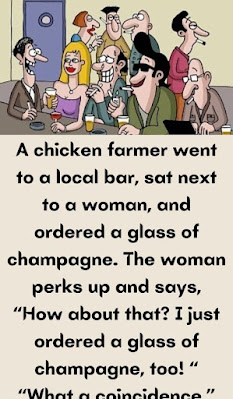 A chicken farmer went to a local bar